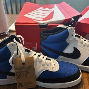 New Nike Court Vision Mid NN AF Shoes Mens Size 13 Blue/Black/White